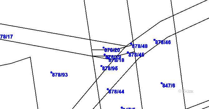 Parcela st. 878/19 v KÚ Radonice nad Ohří, Katastrální mapa