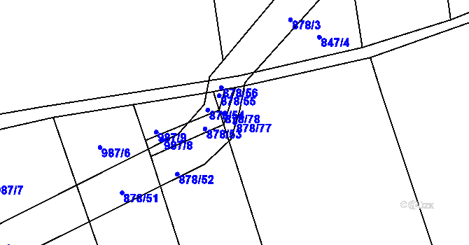 Parcela st. 878/77 v KÚ Radonice nad Ohří, Katastrální mapa