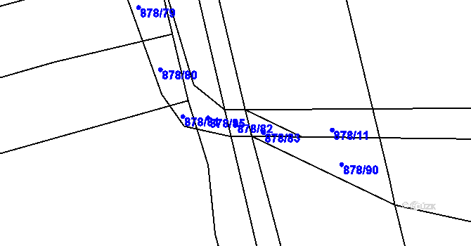 Parcela st. 878/82 v KÚ Radonice nad Ohří, Katastrální mapa