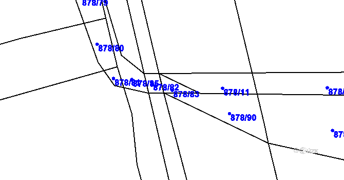 Parcela st. 878/83 v KÚ Radonice nad Ohří, Katastrální mapa