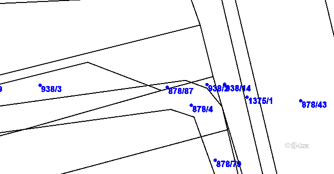Parcela st. 878/87 v KÚ Radonice nad Ohří, Katastrální mapa