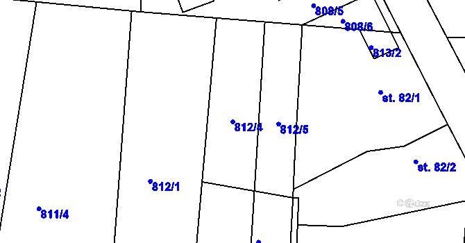 Parcela st. 812/4 v KÚ Radonice nad Ohří, Katastrální mapa