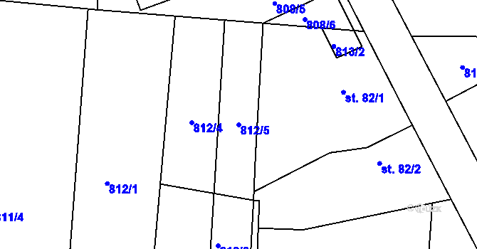 Parcela st. 812/5 v KÚ Radonice nad Ohří, Katastrální mapa