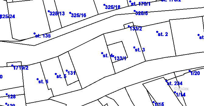 Parcela st. 4 v KÚ Stradonice u Pátku, Katastrální mapa