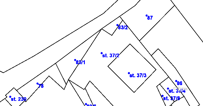 Parcela st. 37/2 v KÚ Stradonice u Pátku, Katastrální mapa