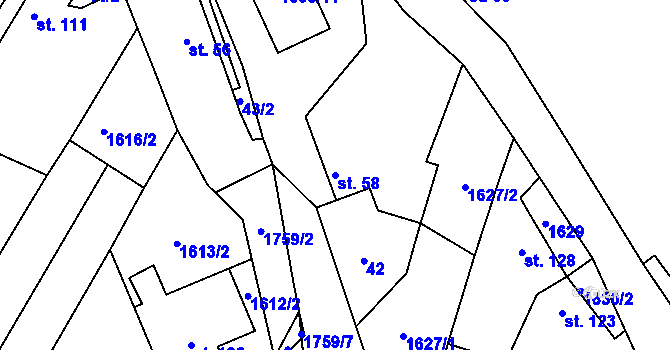 Parcela st. 58 v KÚ Stradonice u Pátku, Katastrální mapa