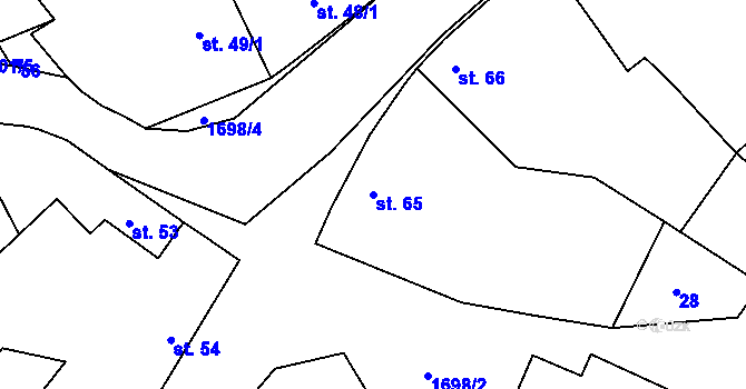 Parcela st. 65 v KÚ Stradonice u Pátku, Katastrální mapa