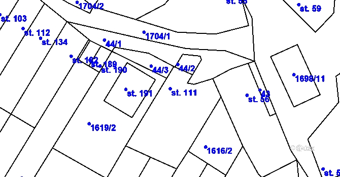 Parcela st. 111 v KÚ Stradonice u Pátku, Katastrální mapa