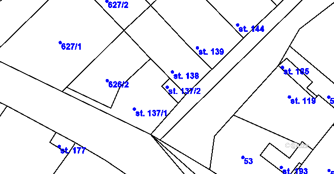 Parcela st. 137/2 v KÚ Stradonice u Pátku, Katastrální mapa