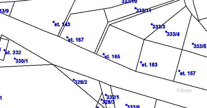Parcela st. 165 v KÚ Stradonice u Pátku, Katastrální mapa