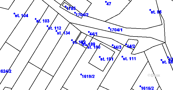 Parcela st. 190 v KÚ Stradonice u Pátku, Katastrální mapa