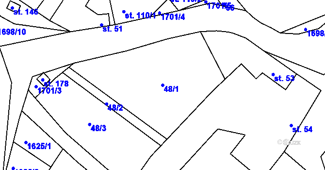 Parcela st. 48/1 v KÚ Stradonice u Pátku, Katastrální mapa