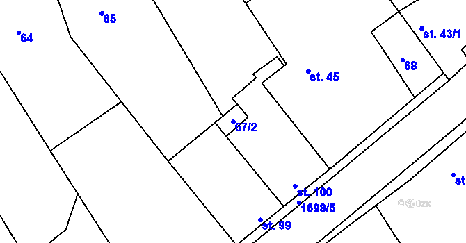 Parcela st. 67/2 v KÚ Stradonice u Pátku, Katastrální mapa