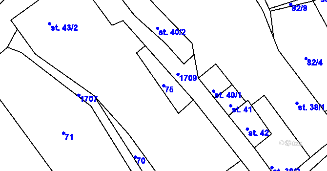 Parcela st. 75 v KÚ Stradonice u Pátku, Katastrální mapa