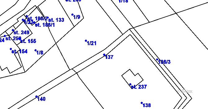 Parcela st. 137 v KÚ Stradonice u Pátku, Katastrální mapa