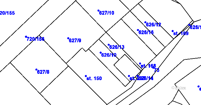 Parcela st. 626/10 v KÚ Stradonice u Pátku, Katastrální mapa