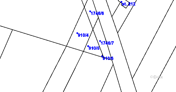 Parcela st. 910/5 v KÚ Stradonice u Pátku, Katastrální mapa