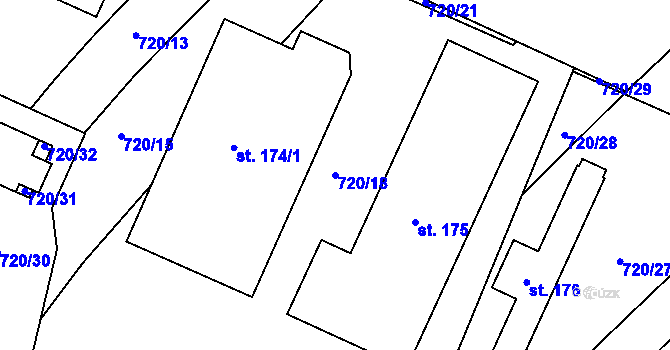Parcela st. 720/18 v KÚ Stradonice u Pátku, Katastrální mapa
