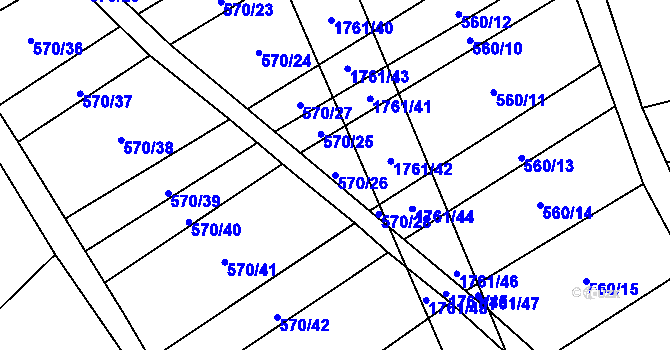 Parcela st. 570/26 v KÚ Stradonice u Pátku, Katastrální mapa