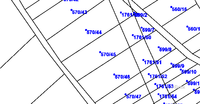 Parcela st. 570/45 v KÚ Stradonice u Pátku, Katastrální mapa