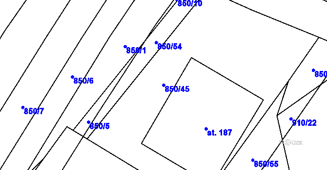 Parcela st. 850/45 v KÚ Stradonice u Pátku, Katastrální mapa