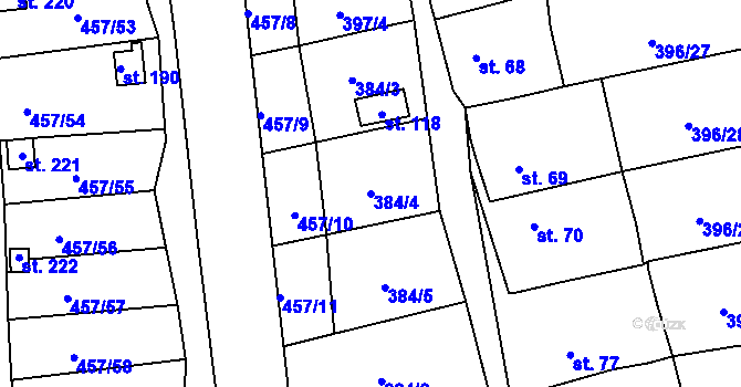 Parcela st. 384/4 v KÚ Patokryje, Katastrální mapa
