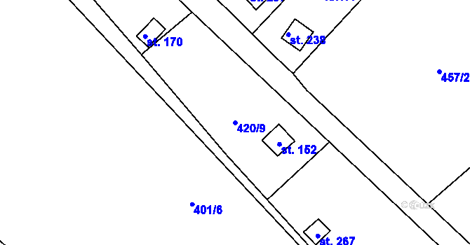 Parcela st. 420/9 v KÚ Patokryje, Katastrální mapa