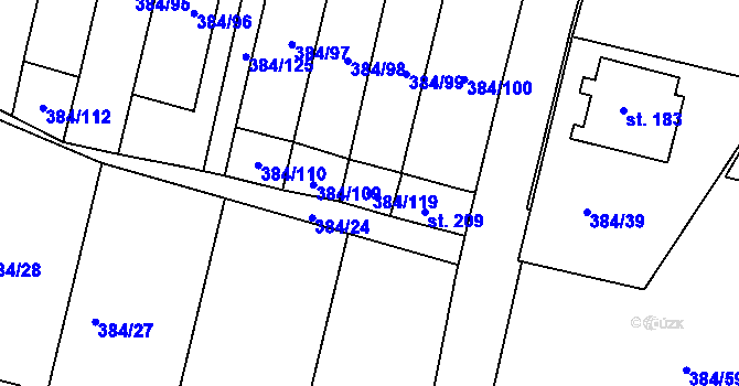 Parcela st. 384/119 v KÚ Patokryje, Katastrální mapa
