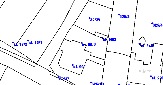 Parcela st. 99/3 v KÚ Patokryje, Katastrální mapa
