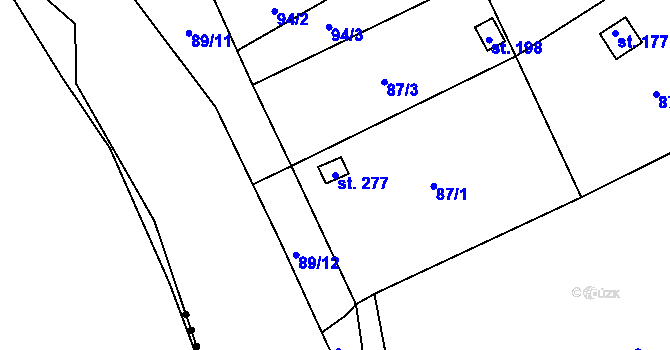 Parcela st. 277 v KÚ Patokryje, Katastrální mapa