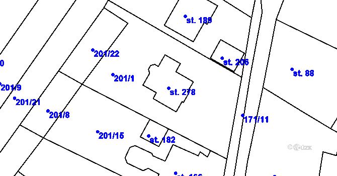 Parcela st. 278 v KÚ Patokryje, Katastrální mapa