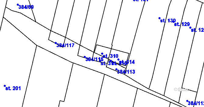 Parcela st. 310 v KÚ Patokryje, Katastrální mapa
