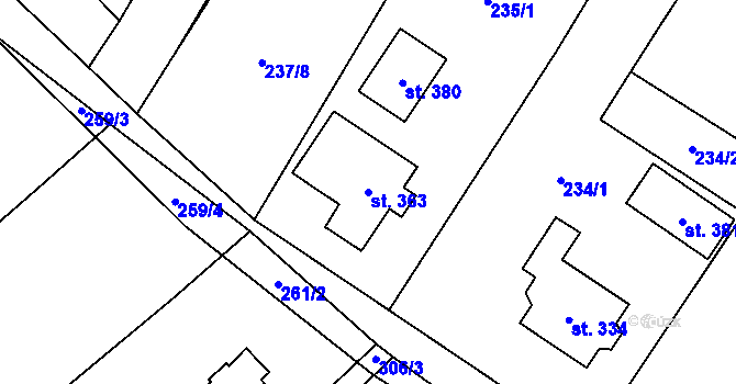 Parcela st. 363 v KÚ Pavlice, Katastrální mapa