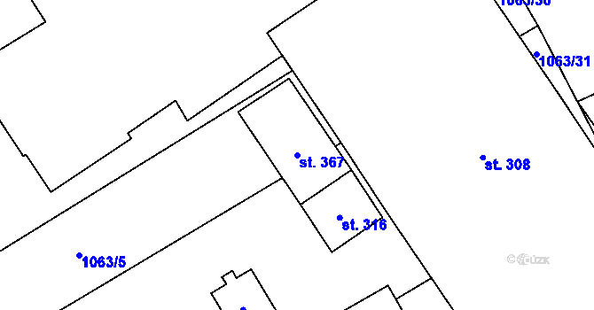 Parcela st. 367 v KÚ Pavlice, Katastrální mapa