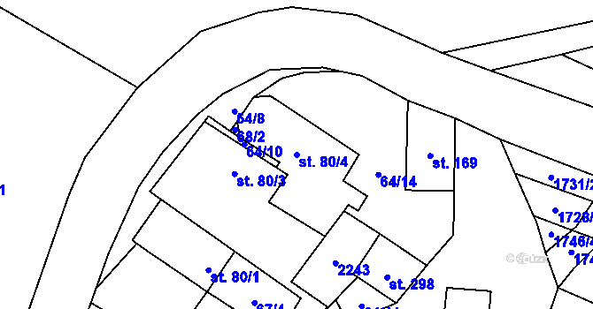 Parcela st. 80/4 v KÚ Pavlice, Katastrální mapa