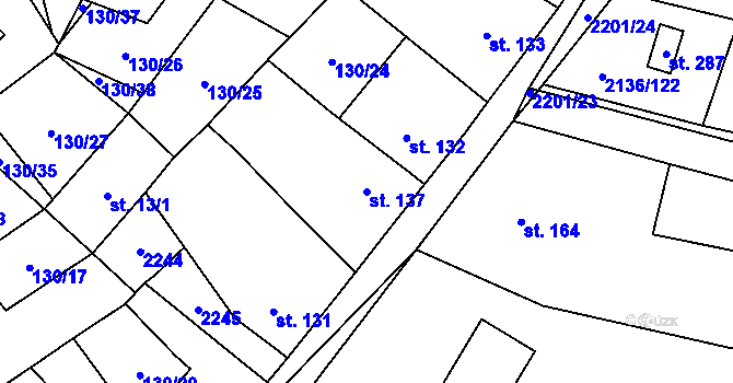 Parcela st. 137 v KÚ Pavlice, Katastrální mapa