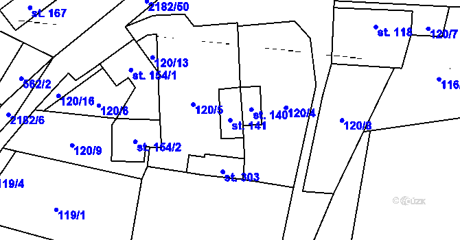 Parcela st. 141 v KÚ Pavlice, Katastrální mapa