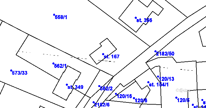 Parcela st. 167 v KÚ Pavlice, Katastrální mapa