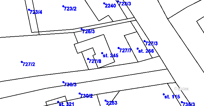 Parcela st. 245 v KÚ Pavlice, Katastrální mapa