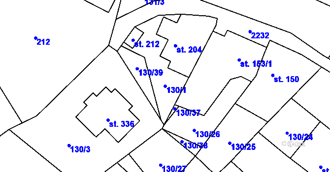 Parcela st. 130/1 v KÚ Pavlice, Katastrální mapa