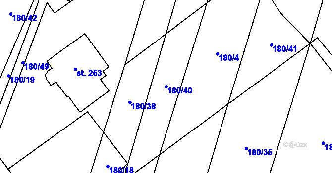 Parcela st. 180/40 v KÚ Pavlice, Katastrální mapa