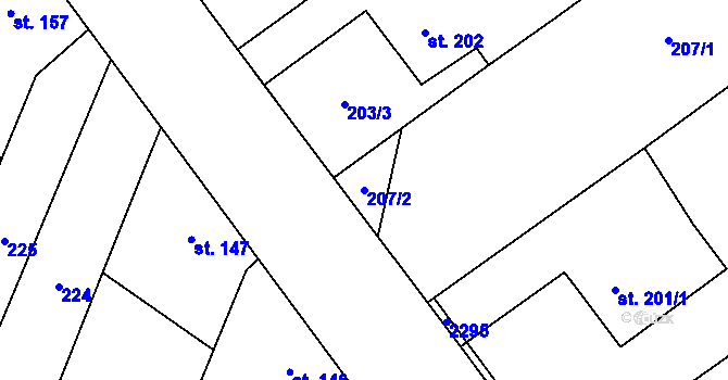 Parcela st. 207/2 v KÚ Pavlice, Katastrální mapa