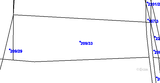 Parcela st. 209/33 v KÚ Pavlice, Katastrální mapa