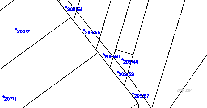 Parcela st. 209/56 v KÚ Pavlice, Katastrální mapa