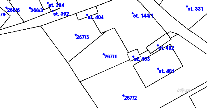 Parcela st. 267/1 v KÚ Pavlice, Katastrální mapa