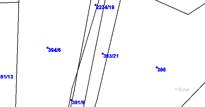 Parcela st. 393/21 v KÚ Pavlice, Katastrální mapa