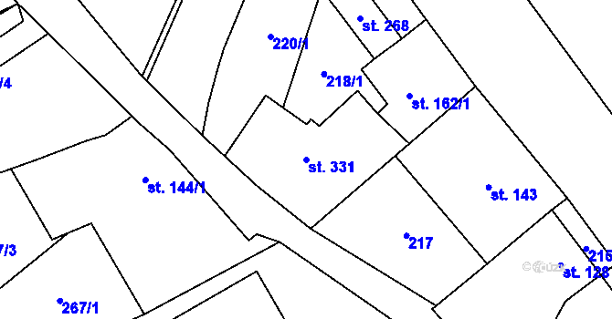 Parcela st. 331 v KÚ Pavlice, Katastrální mapa