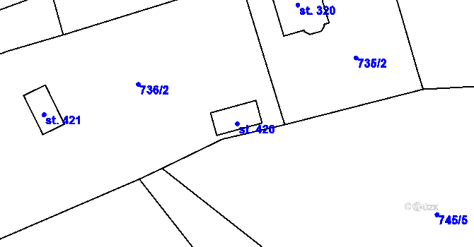 Parcela st. 420 v KÚ Pavlice, Katastrální mapa