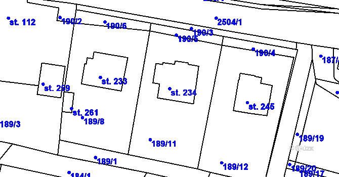 Parcela st. 234 v KÚ Pavlíkov, Katastrální mapa