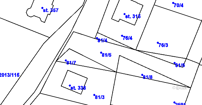 Parcela st. 81/5 v KÚ Pavlíkov, Katastrální mapa
